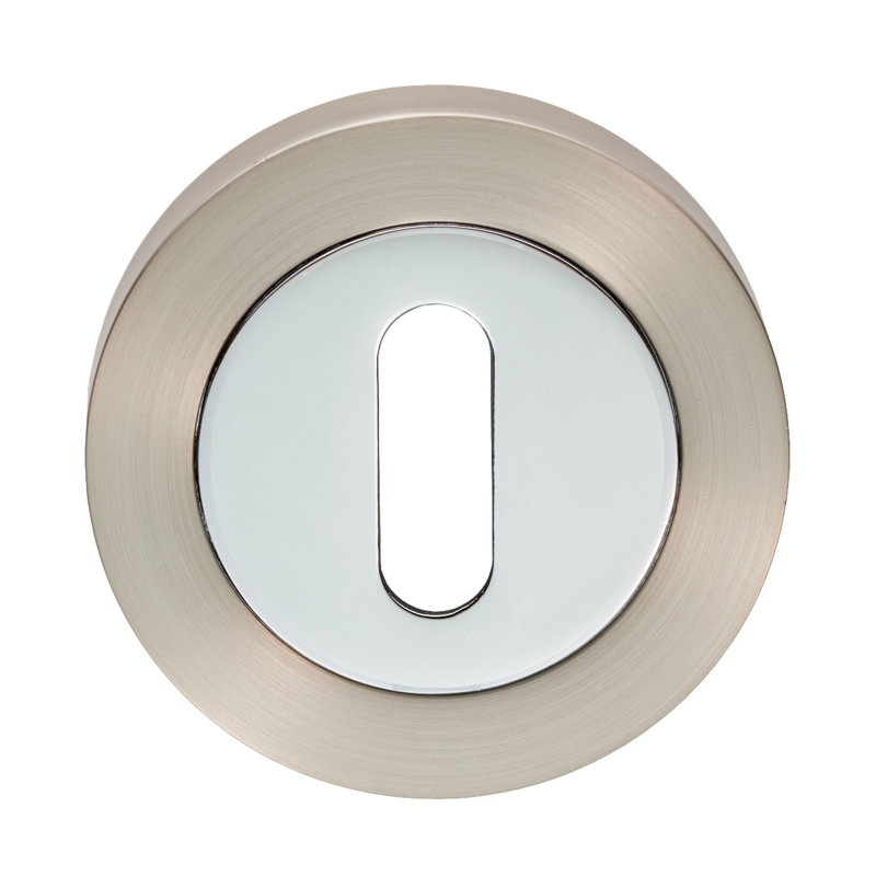 Gert Escutcheon Lock Profile on Concealed Fix Rose, Polished Chrome/Satin Nickel