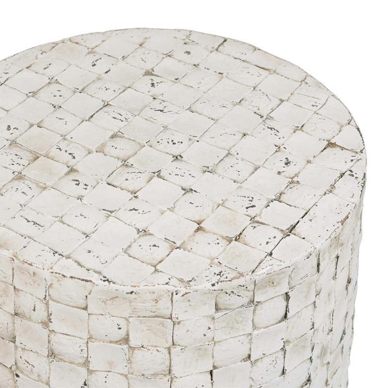 Table de bout cylindrique Cicenia, H 19,1 po x l 14,2 po x P 14,2 po, Plateau blanc / base noire