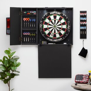 Winmau Blade 6 Dart Board + Aluminium Dartboard Cabinet + Darts Man Cave  Gift