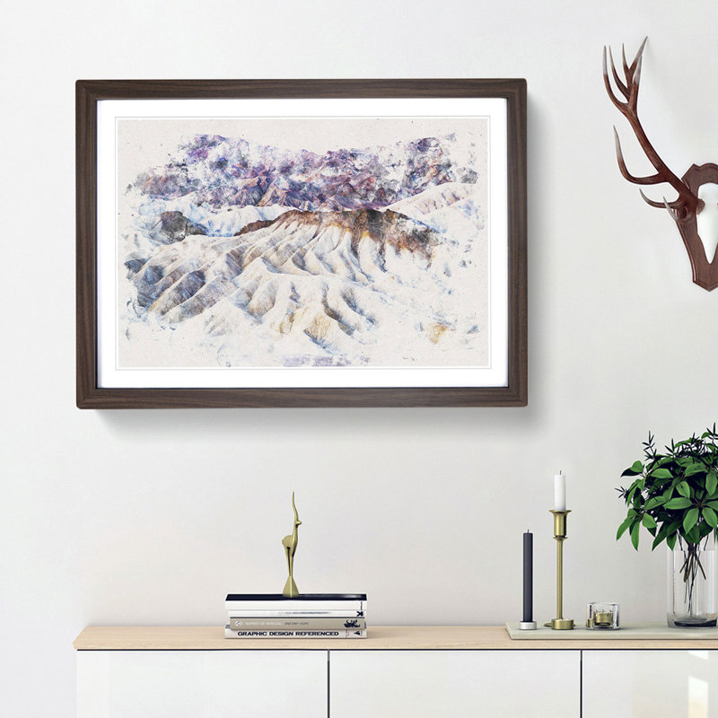 Death Valley Mountains In California - Picture Frame Painting, 36cm H x 48cm W x 2cm D, Walnut Framed