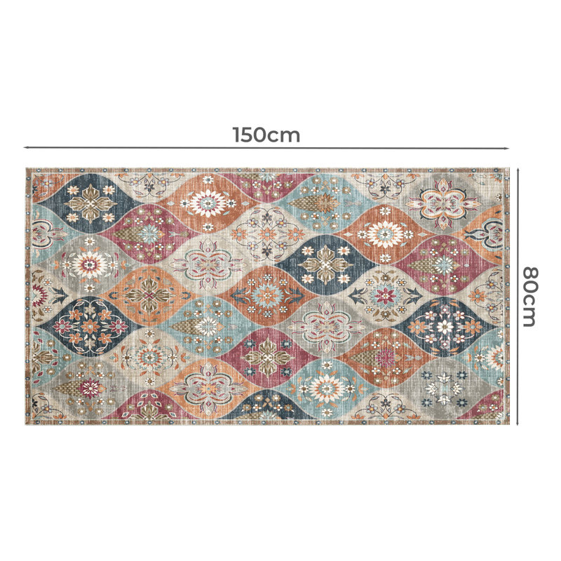Rectangle 80 cm x 150 cm Vintage Look Washable Area Rug