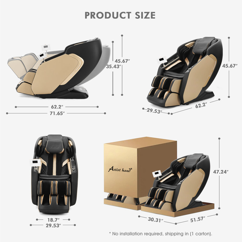 Latitude Run® Extra Wide Seat Zero Gravity Massage Chair With Ai Voice Control, Sl Track Reclining Full Body Massage Chair