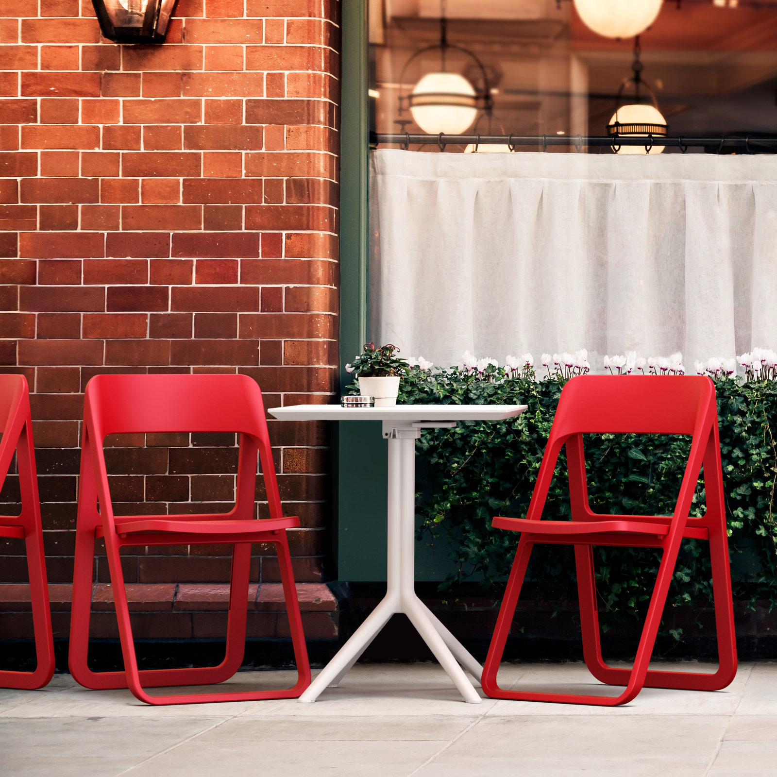 Armo Foldable Patio Side Chair, Red