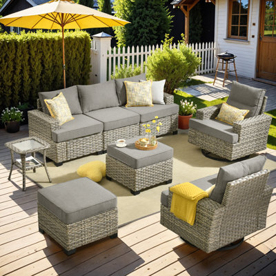 Tommy 7 Person Wicker/rattan Sofa Seating Group With Cushions by Lark Manor