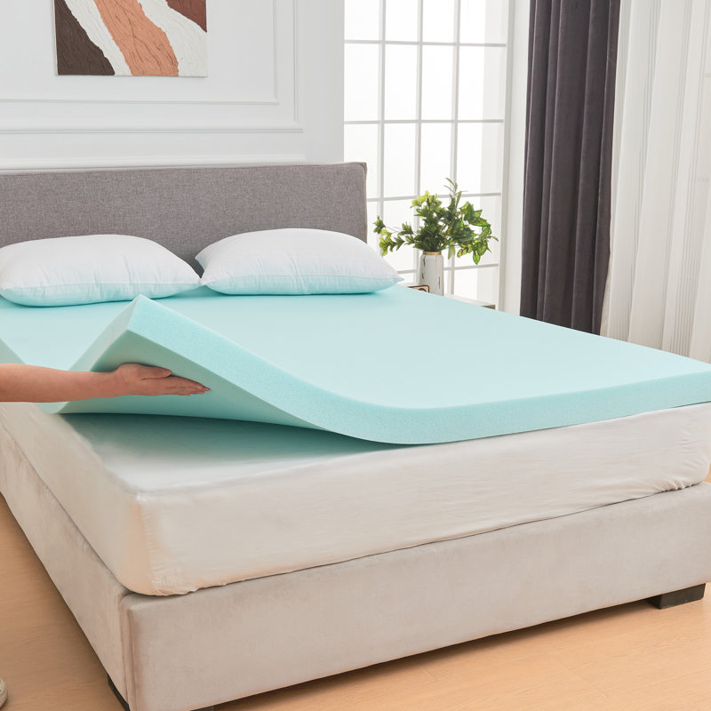 Surmatelas en mousse mémoire, surmatelas infusé de gel rafraîchissant pour soulager les maux de dos, ventilé et respirant, 3"