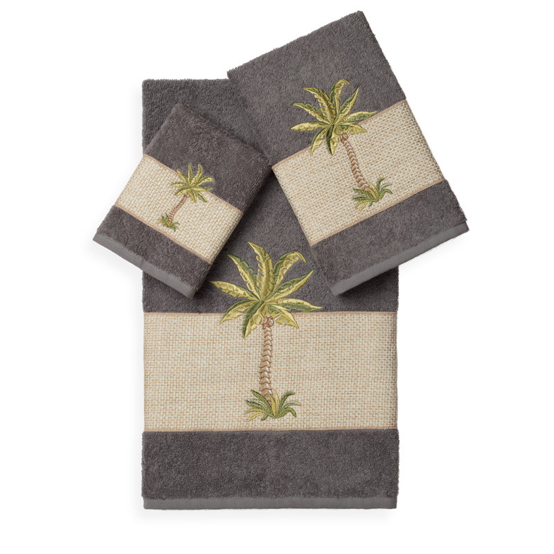 Ensemble de serviettes en coton turc 3 pièces Colton, Gris foncé