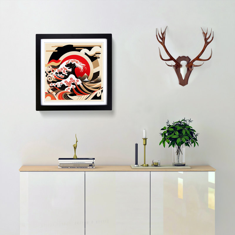 Japanese Wave Constructivism No.1 - Framed Print, Black