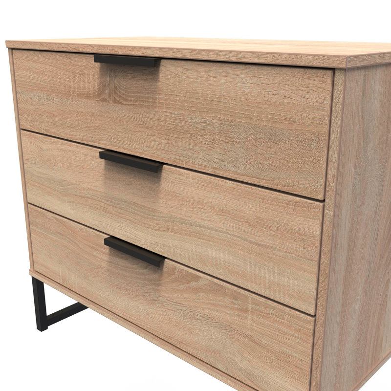 Turah 77cm W 3 - Drawer Chest of Drawers, Bardolino Oak