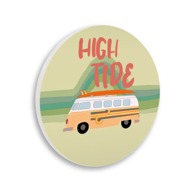 Plaque murale rétro High Tide Bus, design par Ashley Singleton