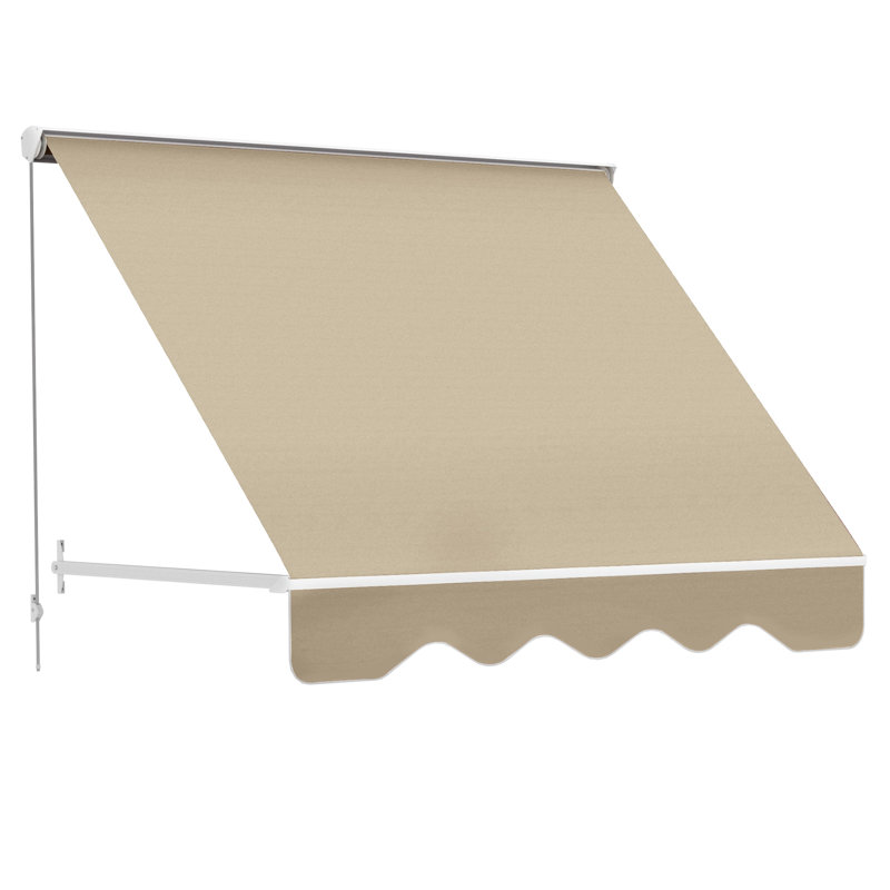 Parasol de terrasse pour l'extérieur, auvent rétractable à bras articulé de 6 pi, bloquant, aluminium, abat-jour manuel blanc crème pour patio, protégé, crémeux