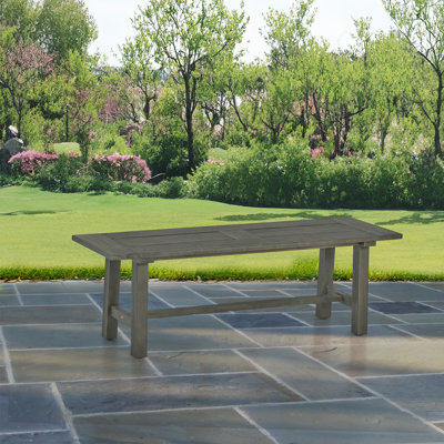 Rustic Outdoor Patio Bench In Acacia Wood by Loon Peak