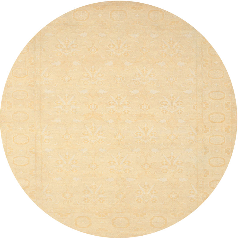 Tapis beige contemporain, Rond 8 pi