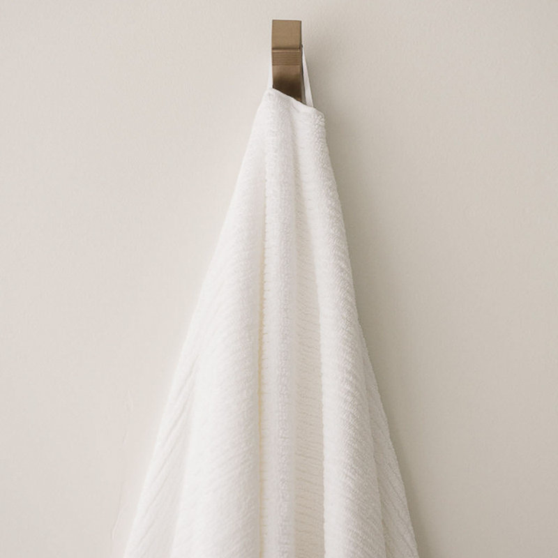 Ribbed Terry Bath Towels, White