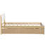 Structure de lit simple avec tête de lit blanche brillante élégante et tête de lit gigogne pratique en chêne brillant, espace pour la chambre à coucher-386832125