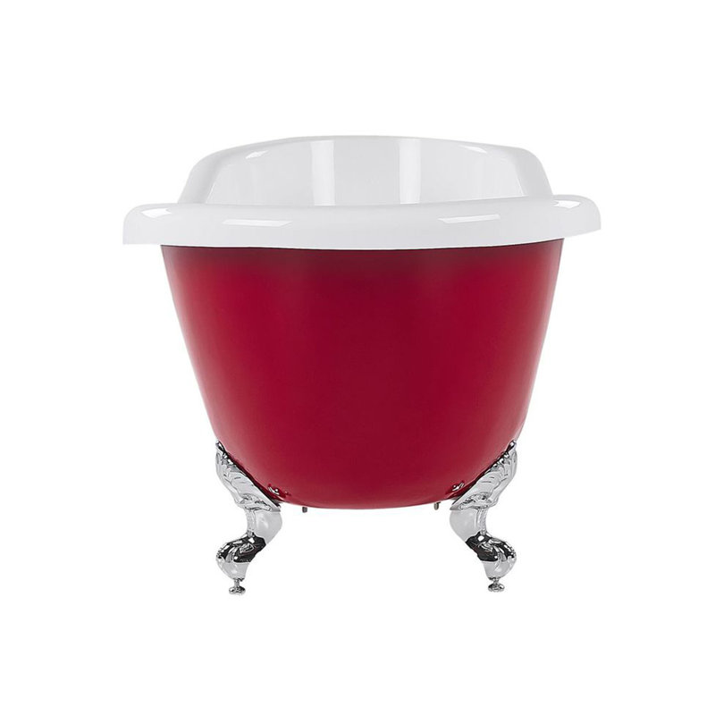 Holtzclaw x Soaking Acrylic Bathtub, Red/Silver, 78cm H x 170cm W x 80cm D