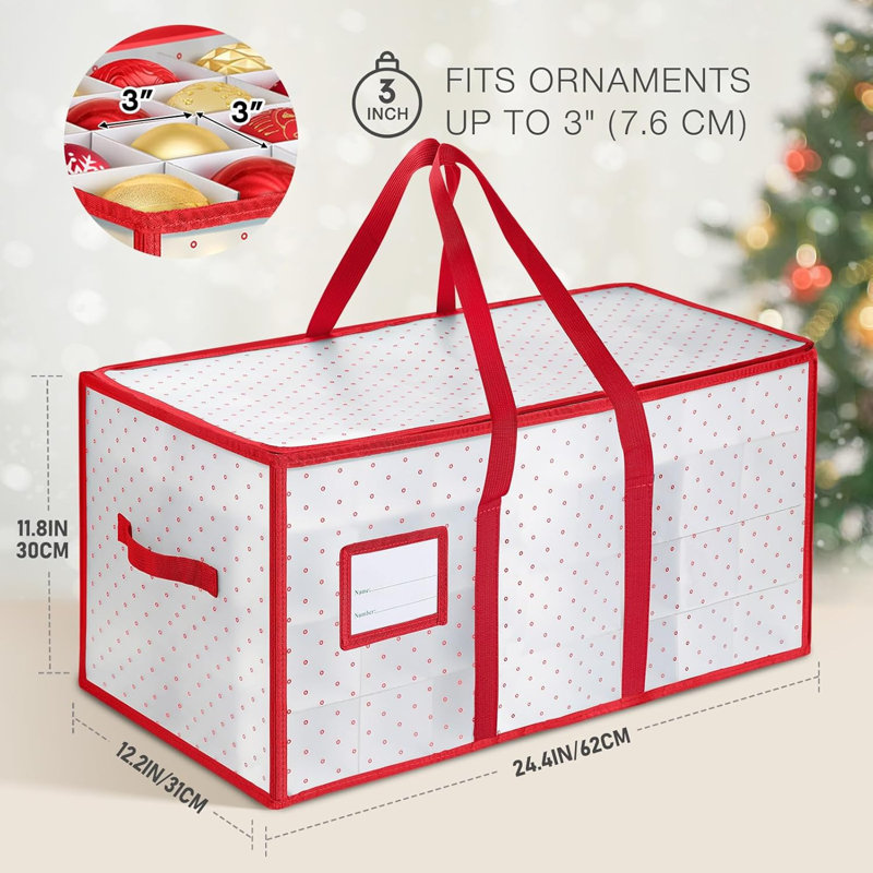 Red-edged Plastic Christmas Ornament Storage Organizer Box