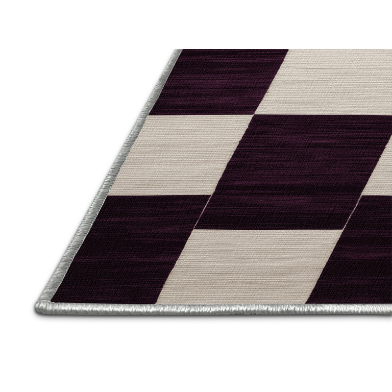 Machine Washable Checkered Beige Area Rug, Rectangle 2' x 3'