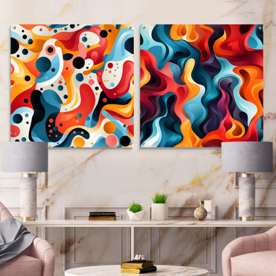 Coloré Popart Mirage ludique - Pop Art, ensemble d'art mural en verre acrylique sur 2