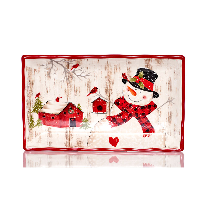 Plateau rectangulaire rouge givré rouge vanille