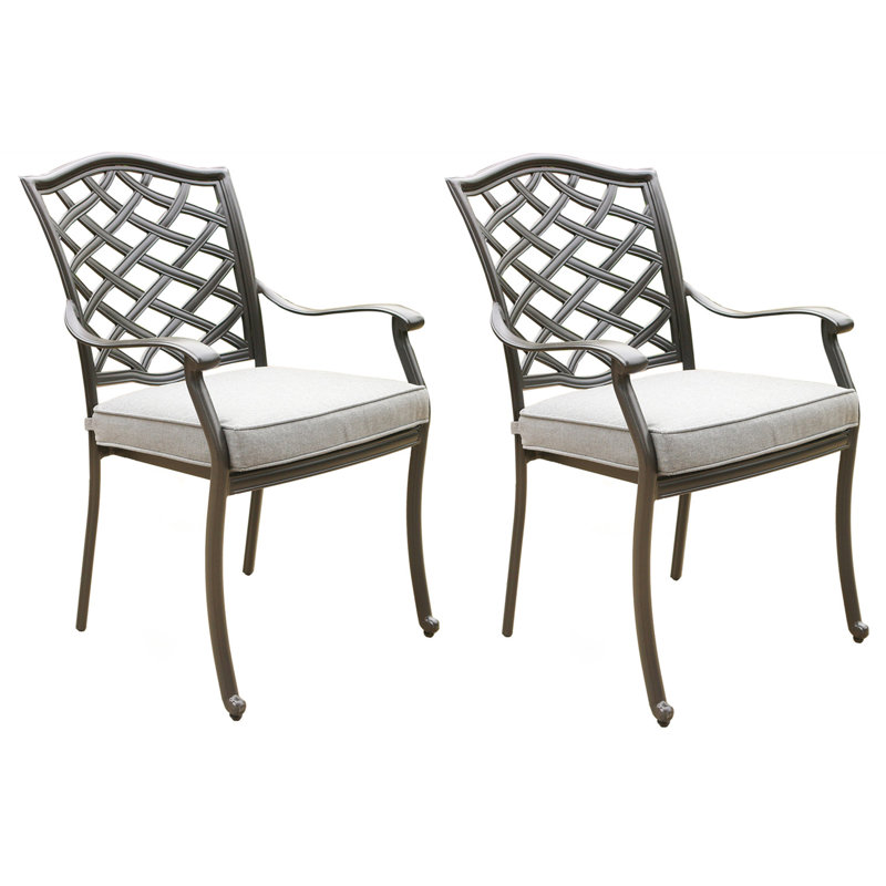 Chaise de patio d'extérieur en aluminium avec coussin, ensemble de 2
