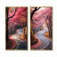 «Pink Blooming Road Into The Forest I», ensemble de 2 impressions sur toile routières-261752490-261752501