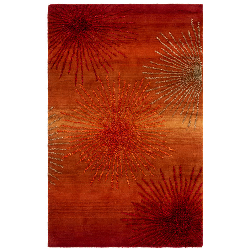 Tapis floral bleu clair / multicolore en laine touffeté et fabriqué à la main Candelo, Rectangle de 5 pi x 8 pi