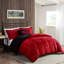 Édredon très grand rouge et noir, édredon l 102 po x L 86 po, coussin décoratif, rembourrage de 3 po-121409398-121409391