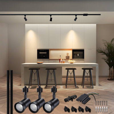 Track Light Kits, Base Package includes 3 x 10W Track Lighting Heads(Warm White) + 2 x H Style Track Lighting Rails + 1 x Floating Canopy Connector + 4 x H Track End Caps + 1 x H Track Dead End I Connector