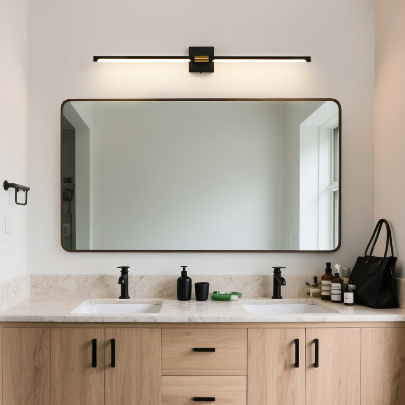 40 Inch 5 CCT Dimmable Bathroom Vanity Light, 360° Rotatable LED Bath Bar, 39.3" H x 4.7" W x 3.5" D, Black/Gold