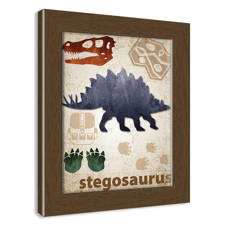 Décalcomanie murale Dinosaures-02 ', H 12 po x l 10 po x P 0,625 po, Encadré plat noyer