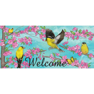 Finches de printemps 22 po x 10 po tapis de porte extérieur antidérapant Kadin