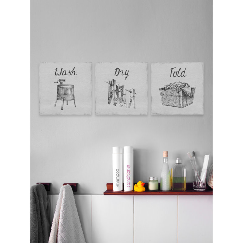 Siaosi " Old Fashioned Laundry " by Marmont Hill 3 - Pieces, 18" H x 18" W