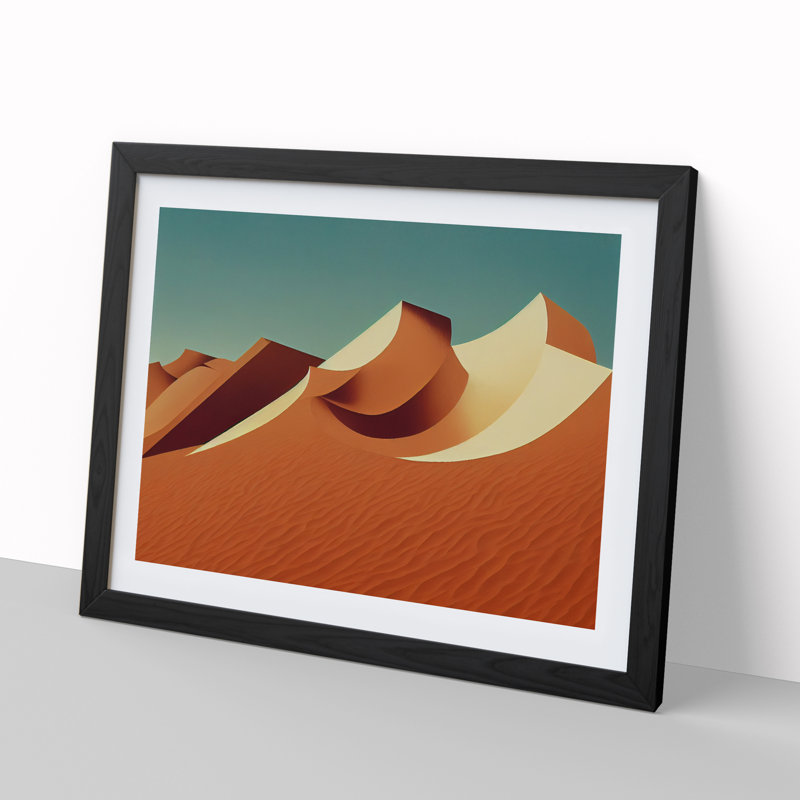 XH1022-6081X Modern Desert Sand Dunes - Single Picture Frame Print, Black, 46cm H x 64cm W x 2cm D
