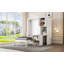 Lit escamotable mural simple avec bibliothèque, tablette supérieure, bureau extensible et rangement latéral, blanc