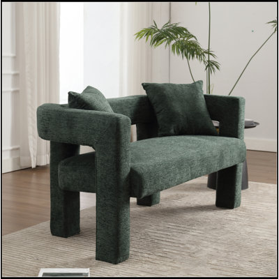 Modern Chenille Loveseat Sofa , Comfy Upholstered 2-Seater Sofa, Small Loveseat Accent Couch for Living Bedroom Leisure Areas