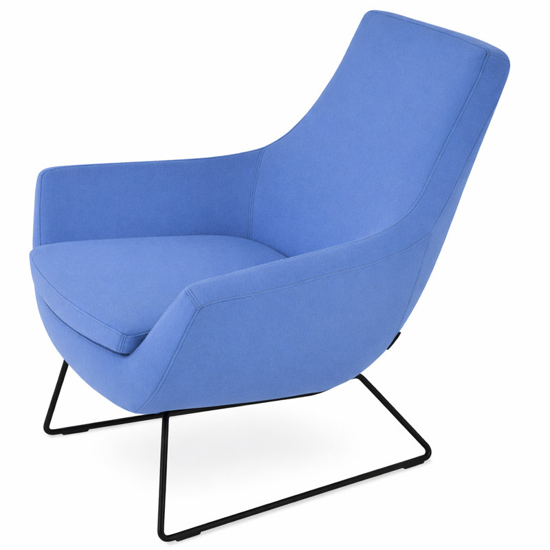 Rebecca Black Wire Lounge Chair, Sky Blue Wool