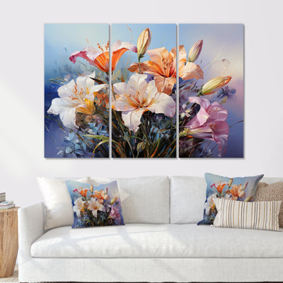 Ensemble de décorations murales «Blue and White Lilies Country Charm II»