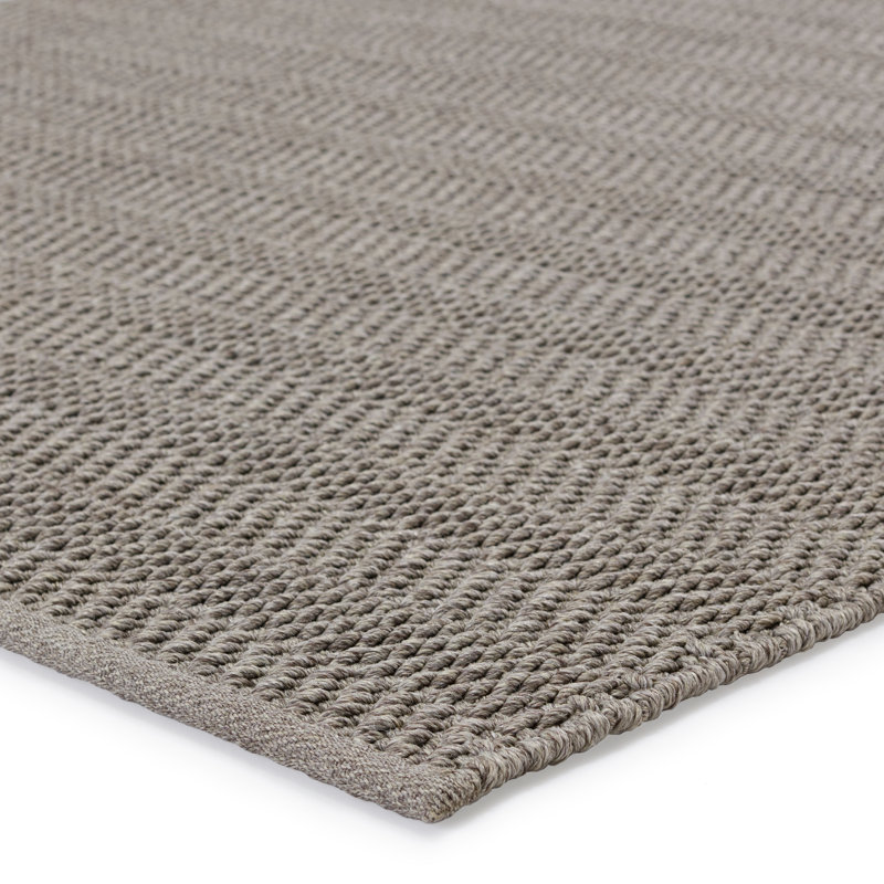 Tapis intérieur / extérieur gris fait à la main, Rectangle de 5 pi x 8 pi