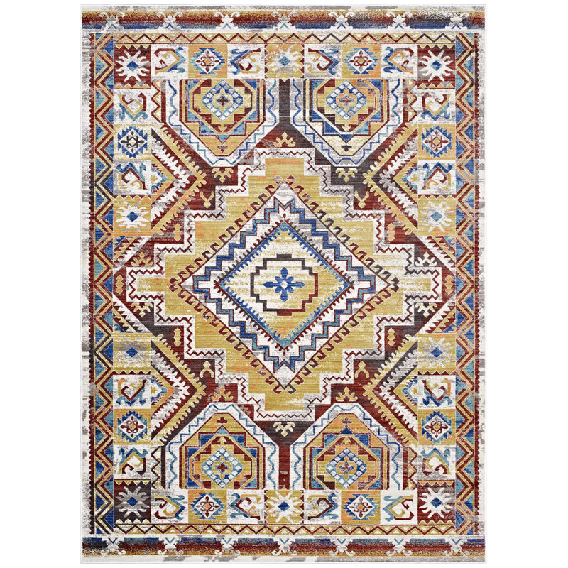 Florita Distressed Southwestern Aztec Area Rug by Modway, Rectangle 4' x 6'
