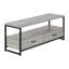 Console de meuble télé 48 pouces avec tablettes ouvertes et finition en bois gris