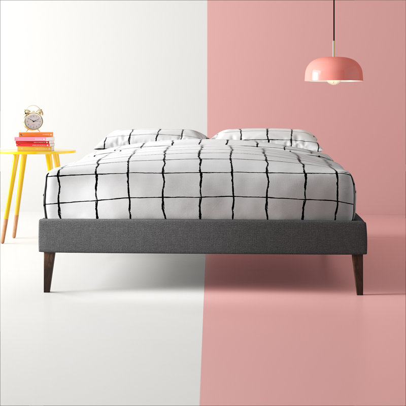 Tessie Bed Frame with Squared Tapered Legs, Gray, Full