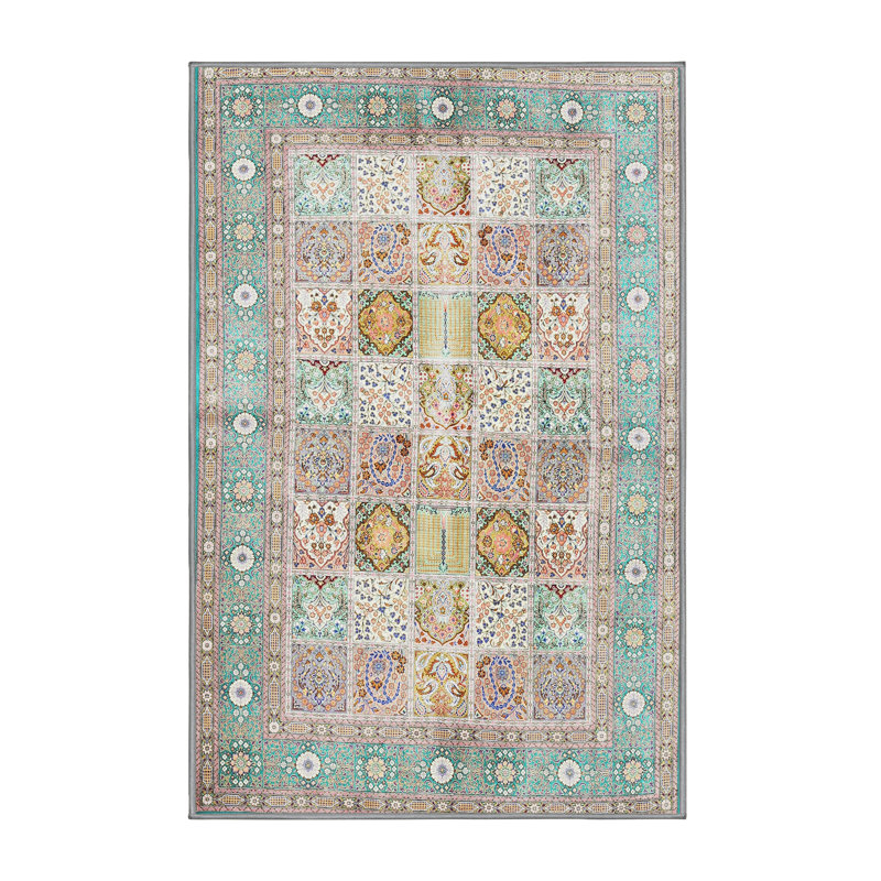 Tapis bleu / vert / mauve Kalyan, Rectangle 2 pi x 3 pi