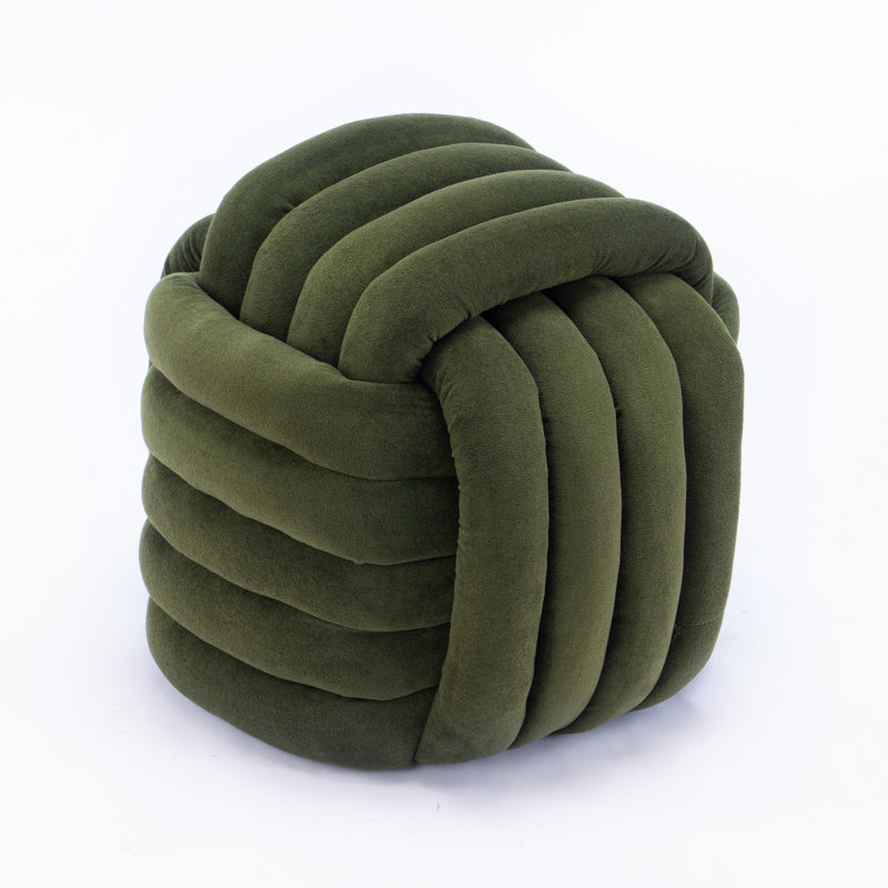Chenille Fabric Modern Knot Design Ottoman Makeup Stool Footstool, Comfortable And Stylish Seat For Living Room, Bedroom