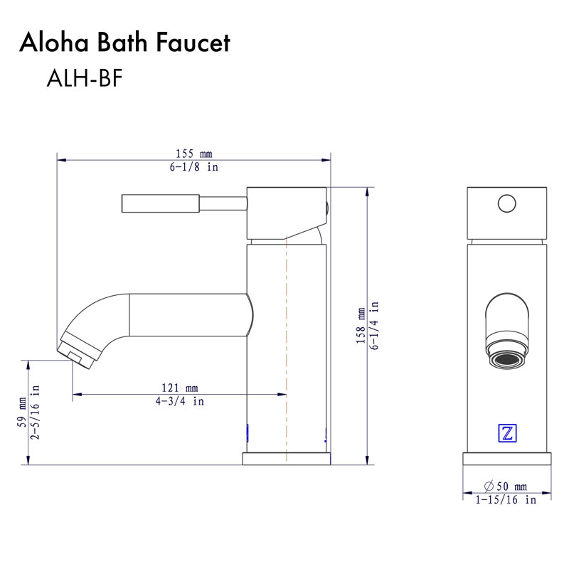 Robinet de salle de bain monotrou avec drain Aloha, Or poli