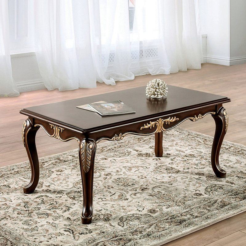 Coffee Table, Traditional Rectangle, Tobacco & Gold