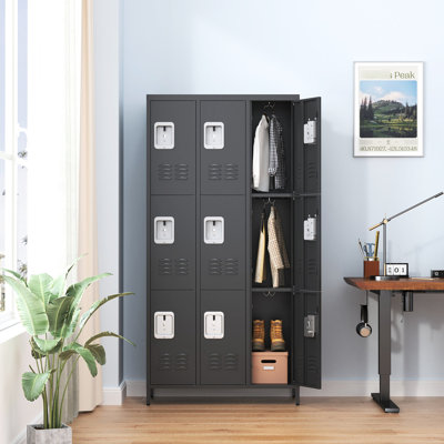 9 casiers en métal à 72 portes h pour rangement domestique - Armoire polyvalente avec serrure noire sécuritaire pour la maison, le bureau et la salle de sport
