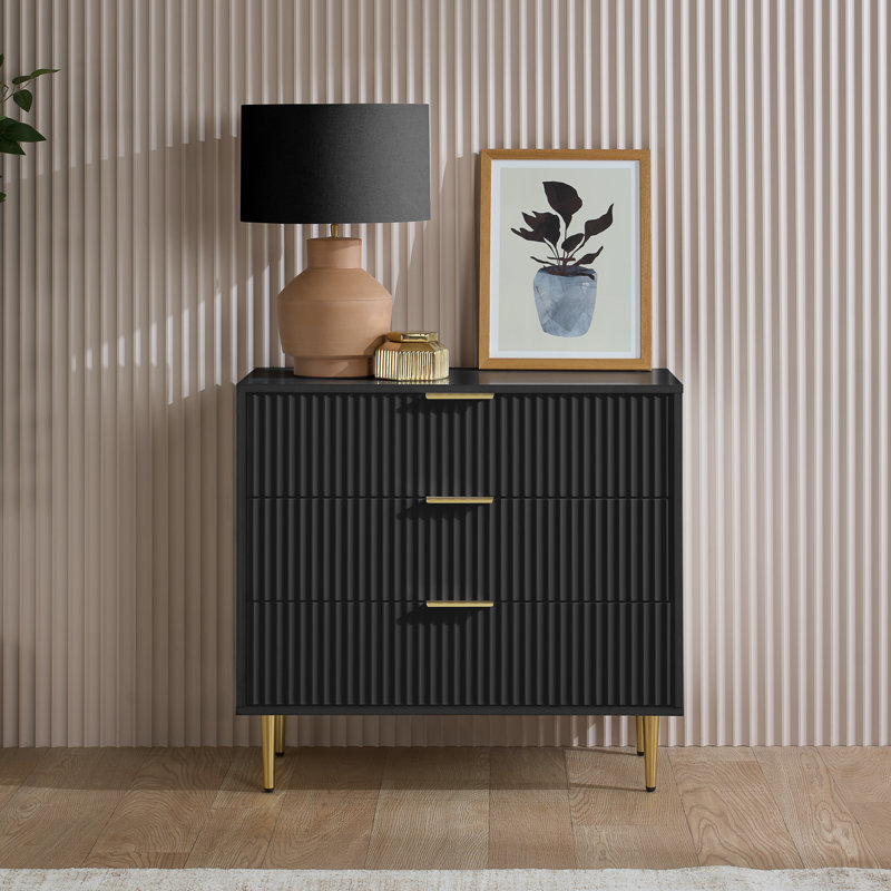 Bethzaida 3 Drawer Fluted Chest, Black