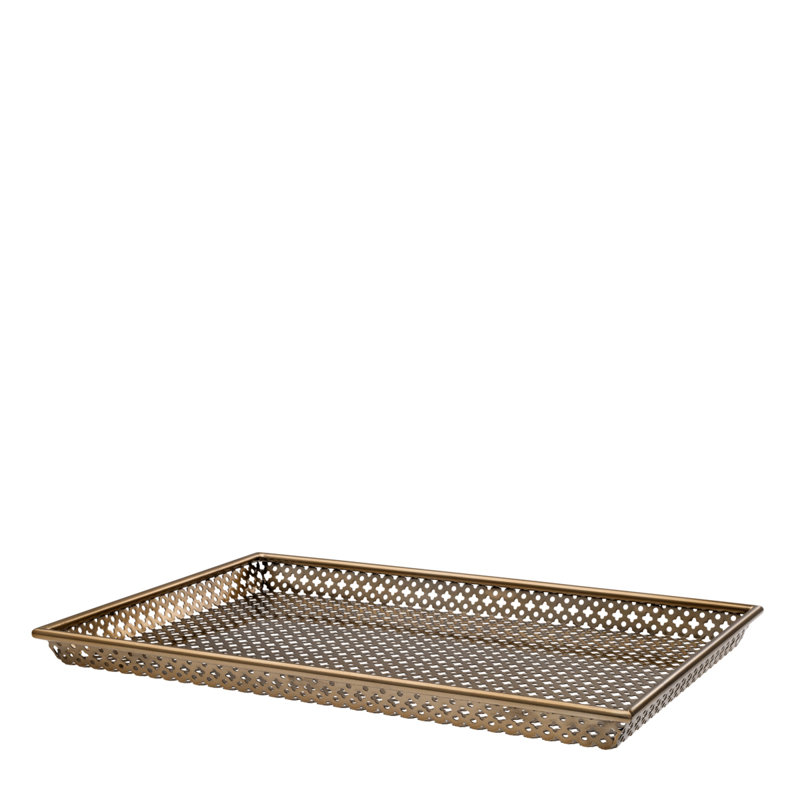 Sirenuse Iron Decorative Tray, 1.38" H x 15.94" W x 12.01" D
