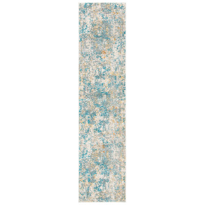 Besfort Abstract Ivory/Teal/Gold Area Rug