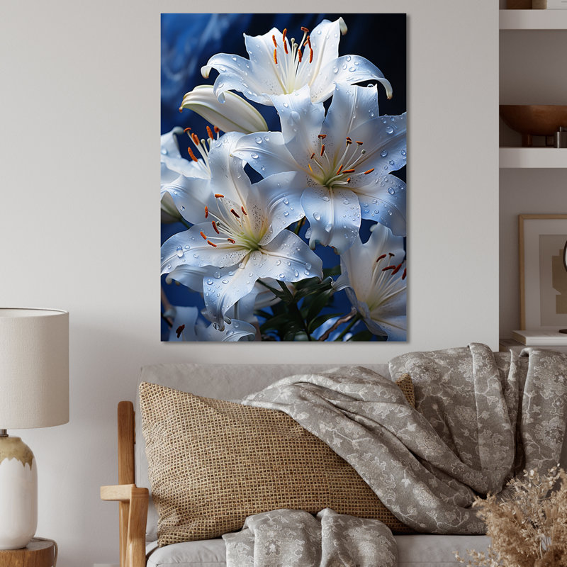 «Flowers Serenity In White», impression d'art mural en métal, H 40 po x l 30 po